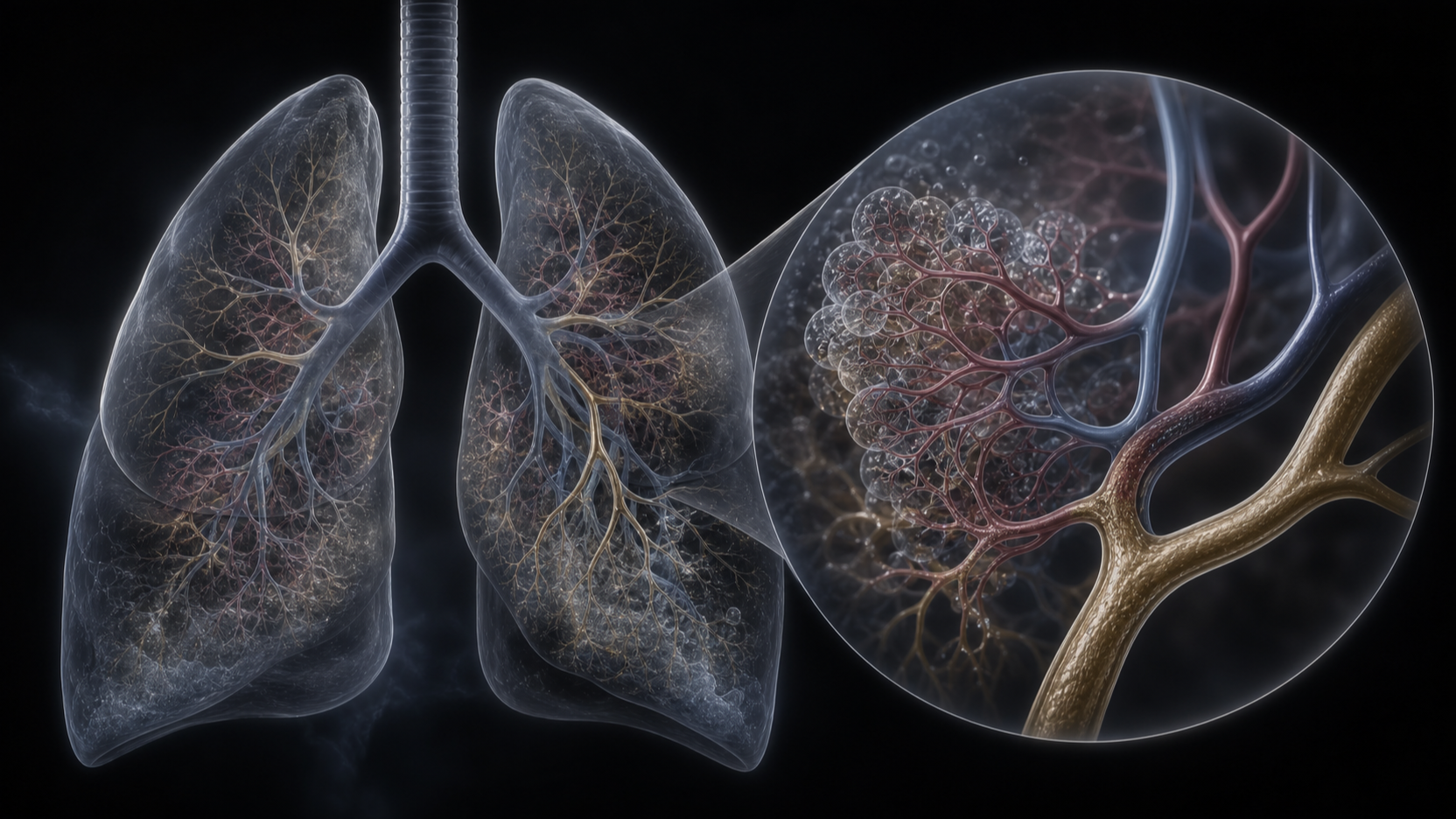 Original medical illustration for: A Young Woman's Journey with Rare Lung Disease: Understanding Pulmonary Veno-Occlusive Disease