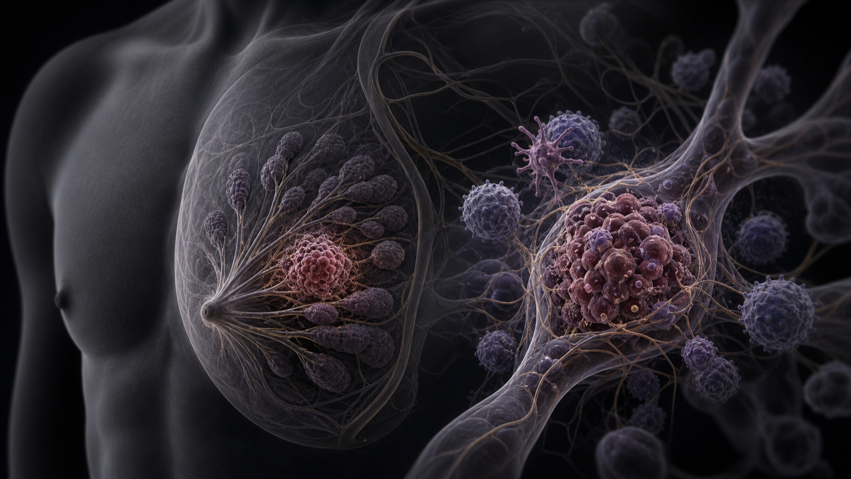 Original medical illustration for: Understanding Male Breast Cancer: A Comprehensive Guide for Patients